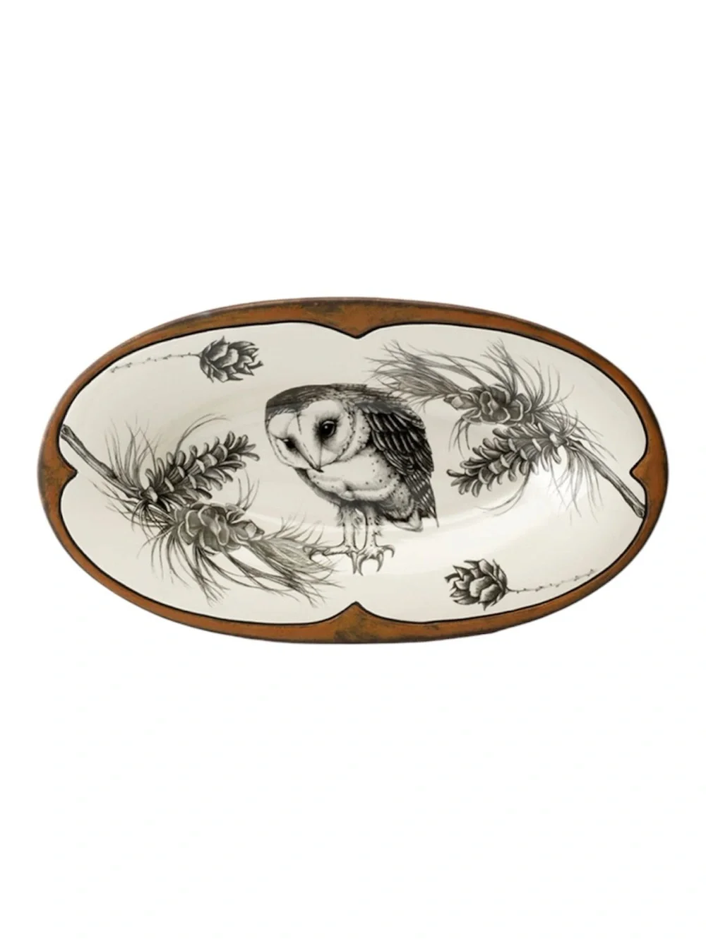 Laura Zindel Oblong Serving Dish: Barn Owl